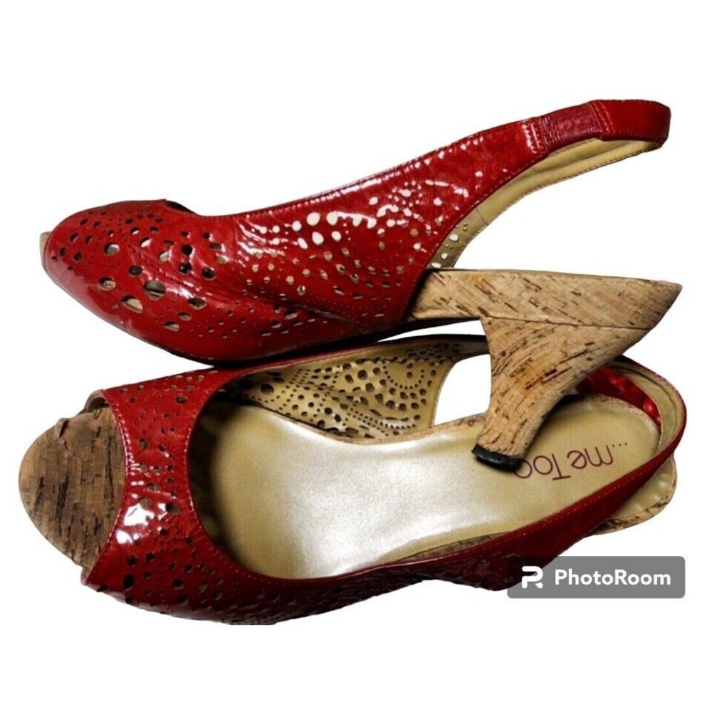 ME TOO Red Patent Leather Slingbacks Size 8